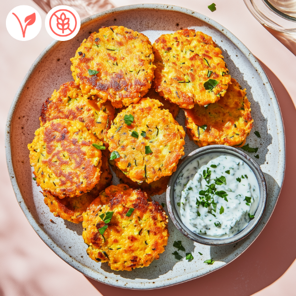 Galettes de patates douces, courgettes et cheddar